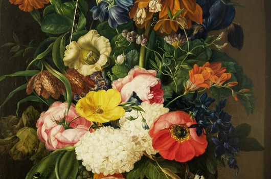 Aloisie von Geymüller, Květinové zátiší s motýlem, 1825, olej, plátno, 77 × 60 cm, Státní zámek Dačice